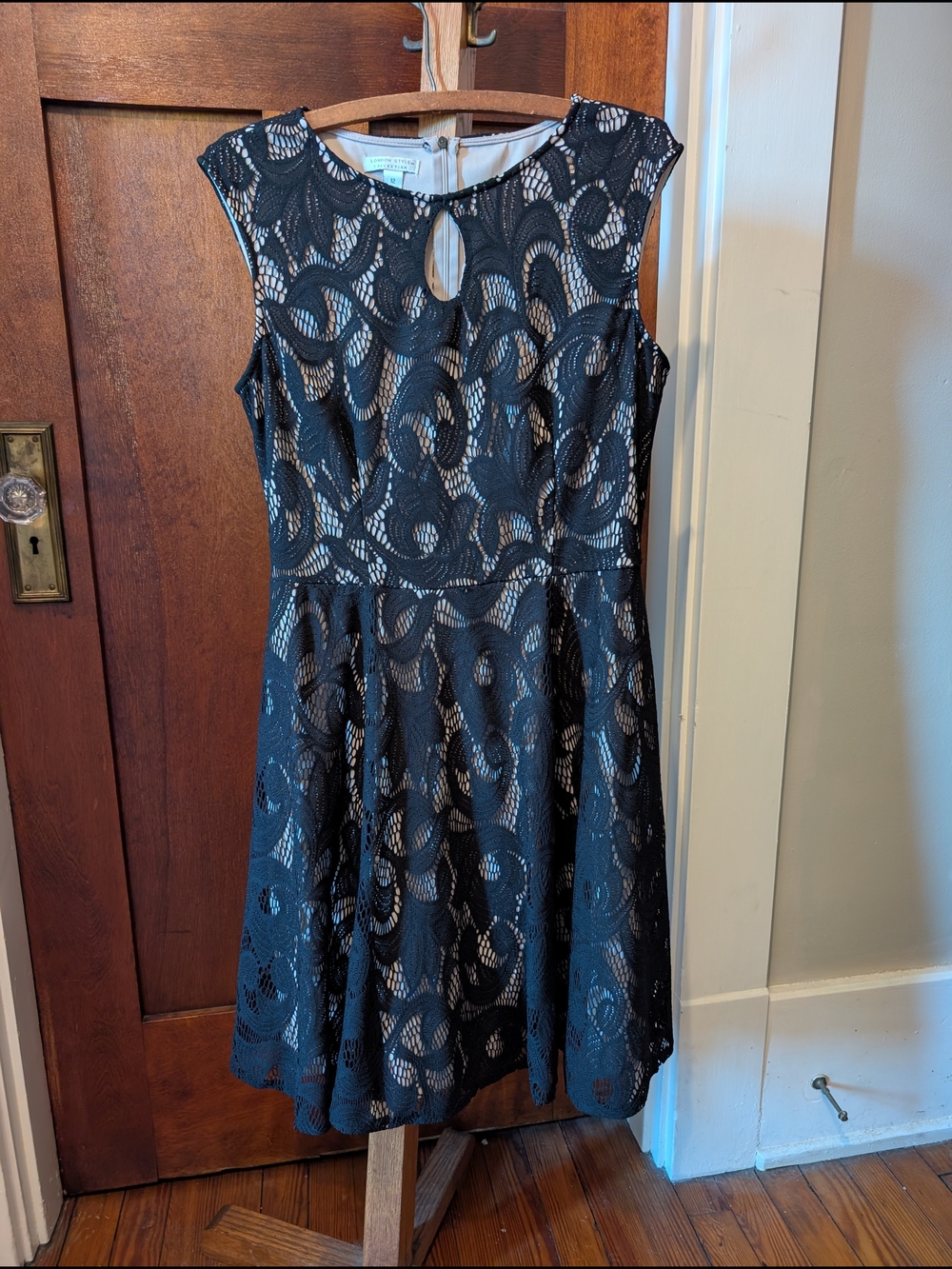London Style Black Lace Fit-and-Flare Dress